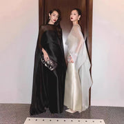High-end Cape Satin Dress for Women