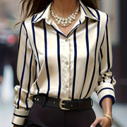 Blue Apricot Vertical Stripe Shirt Top Women's