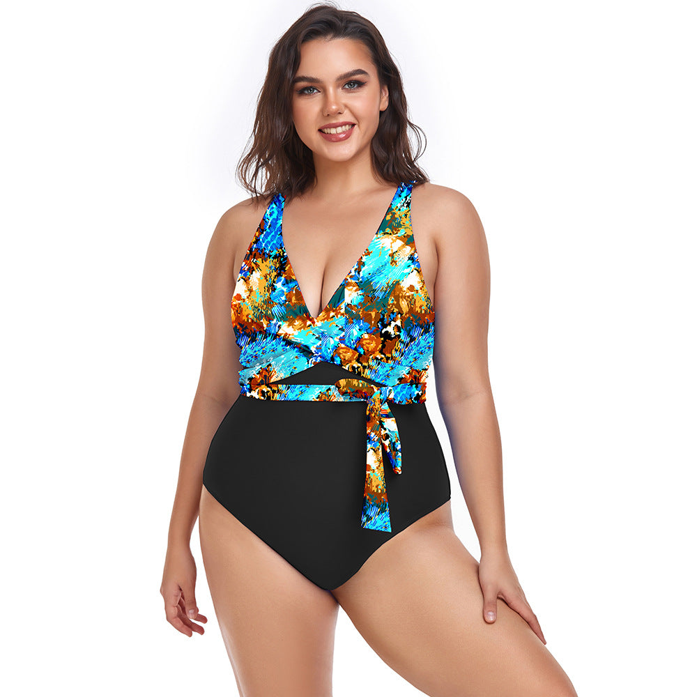Women's Printed One-Piece Sports Swimsuit