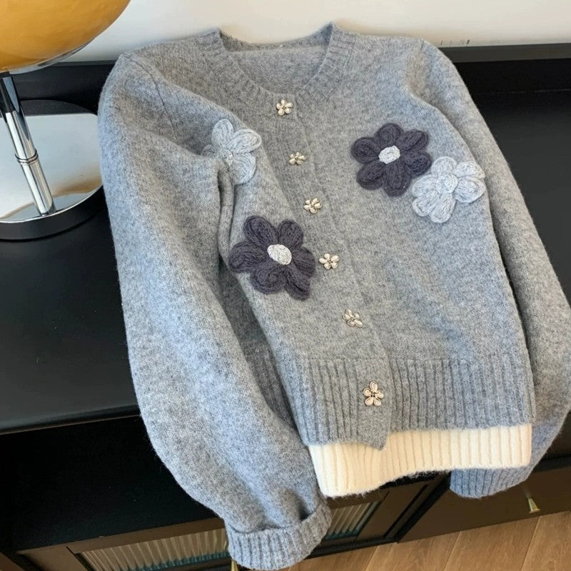 Women's Korean-style Flower Loose Sweater Autumn and Winter