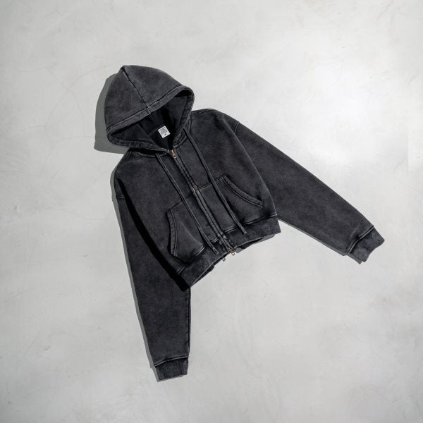 Retro Color Block Zip Hooded Sweater