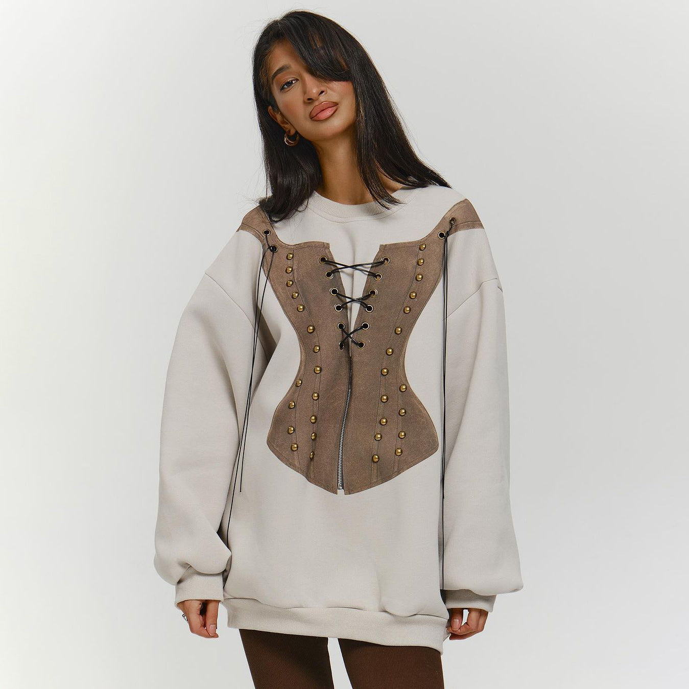 Cozy Colorblock Loose Casual Round Neck Sweater