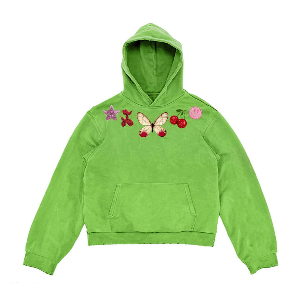 Chic Butterfly Print Hooded Streetwear Sweatshirt