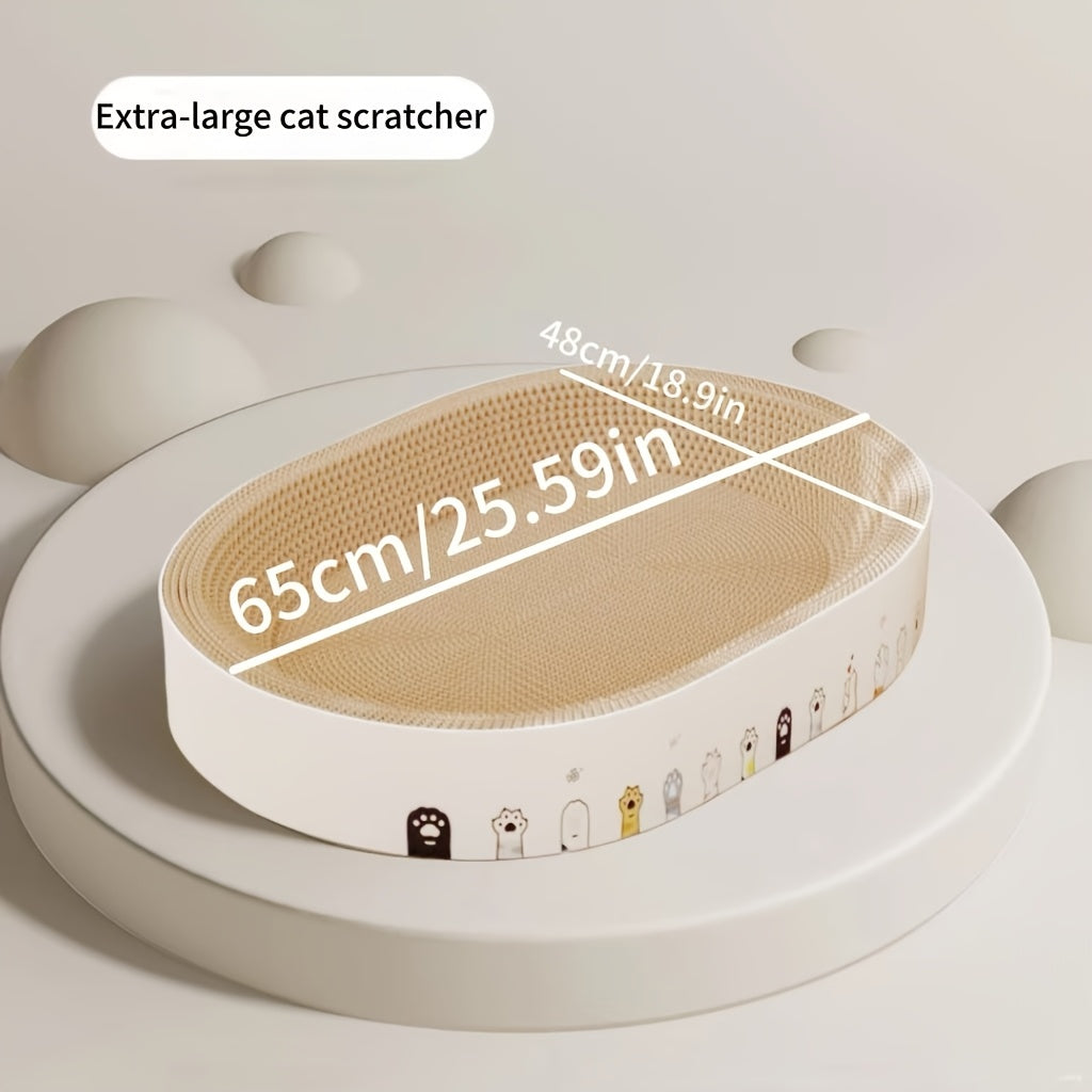 Extra-large Cat Scratcher For Big Cats - Durable Corrugated Cardboard Design, Scratch-resistant & Wear-resistant, All-season Use For Claw Grinding, Resting & Play, Cute Cat Bed With Plush Cushion &