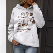 Printed Drawstring Hooded Sweatshirt