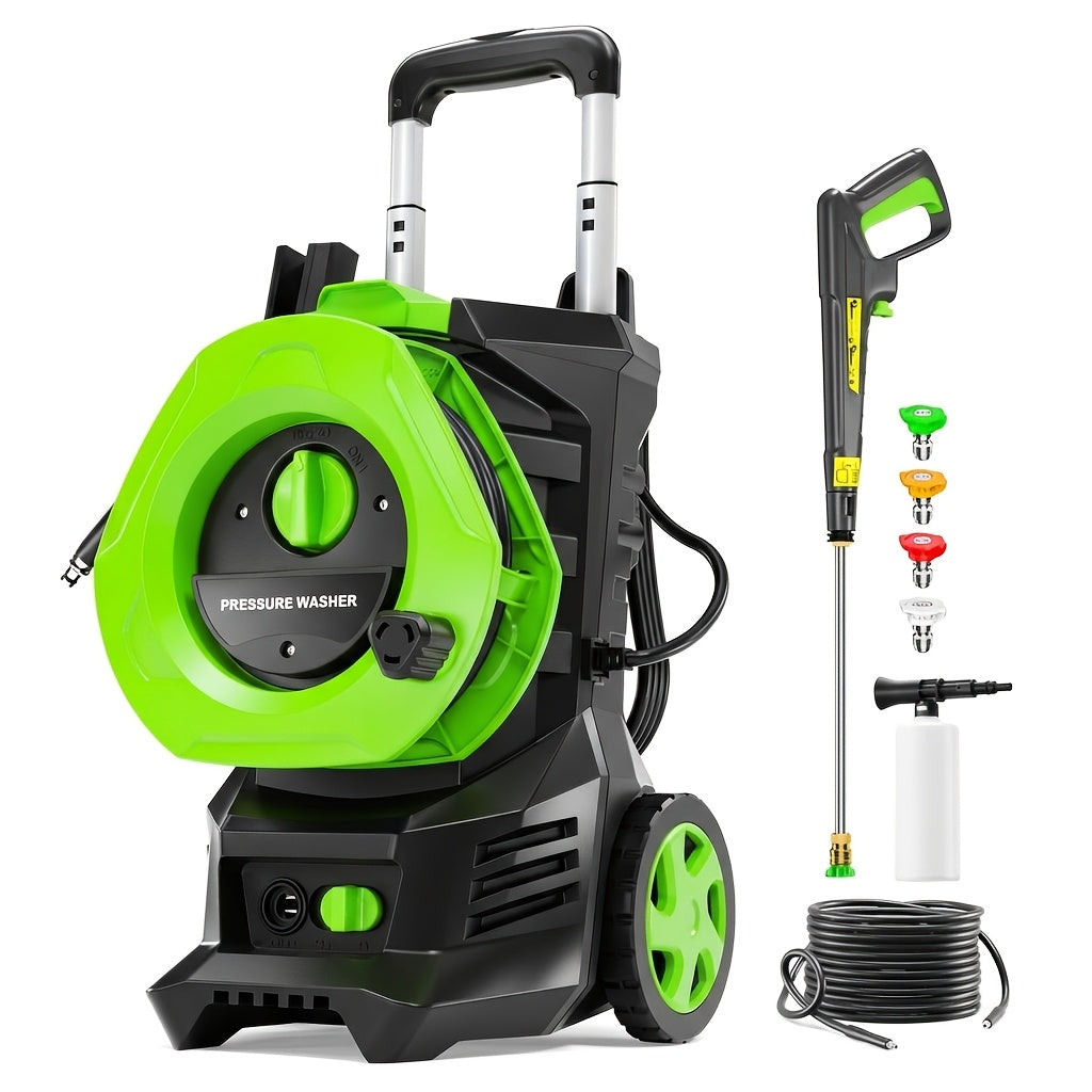 Electric Pressure Washer with 25 ft Hose, 4 Nozzles and Foam Cannon – 4800 PSI, 2.6 GPM, Metal Construction, US Plug, Blue & Yellow