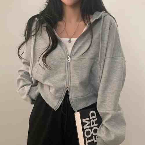 Chic Hooded Zipper Long Sleeve Sweater Coat