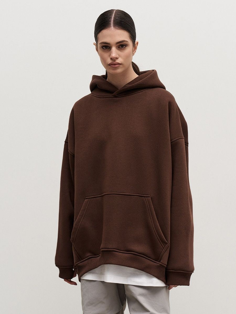 Cozy Fleece-Lined Kangaroo Pocket Drawstring Hoodie