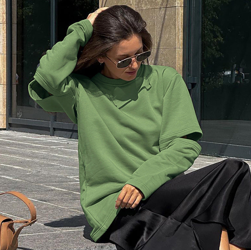 Chic Hollow Knit Round Neck Women's Sweater