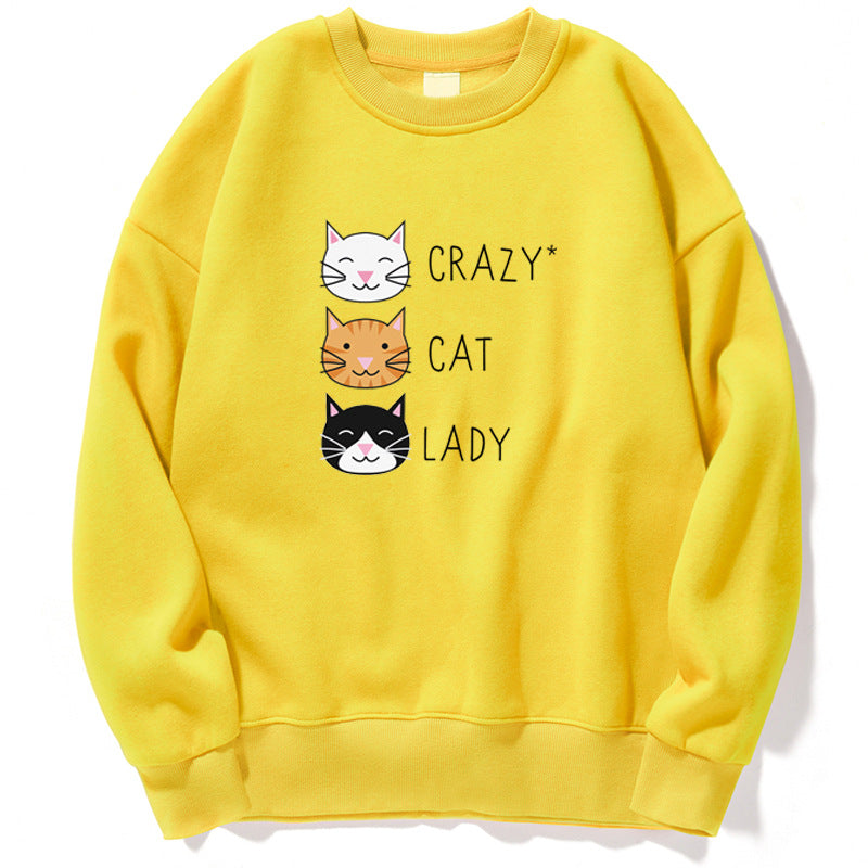 Funny Crazy Cat Print Casual Women's Sweatshirt