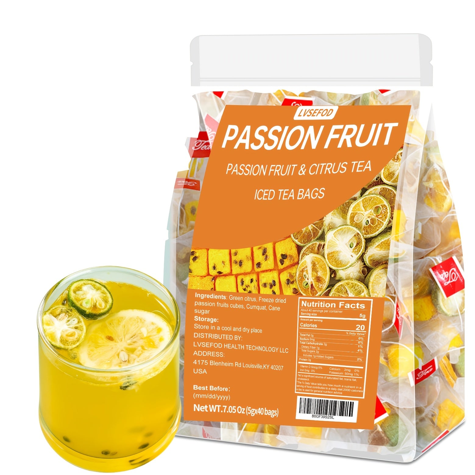 Kumquat Lemon Passion Fruit Tea in 7.05 oz Packs with 40 Bags
