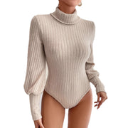 Elegant High Collar Slim-Fit Long Sleeve Plus Jumpsuit
