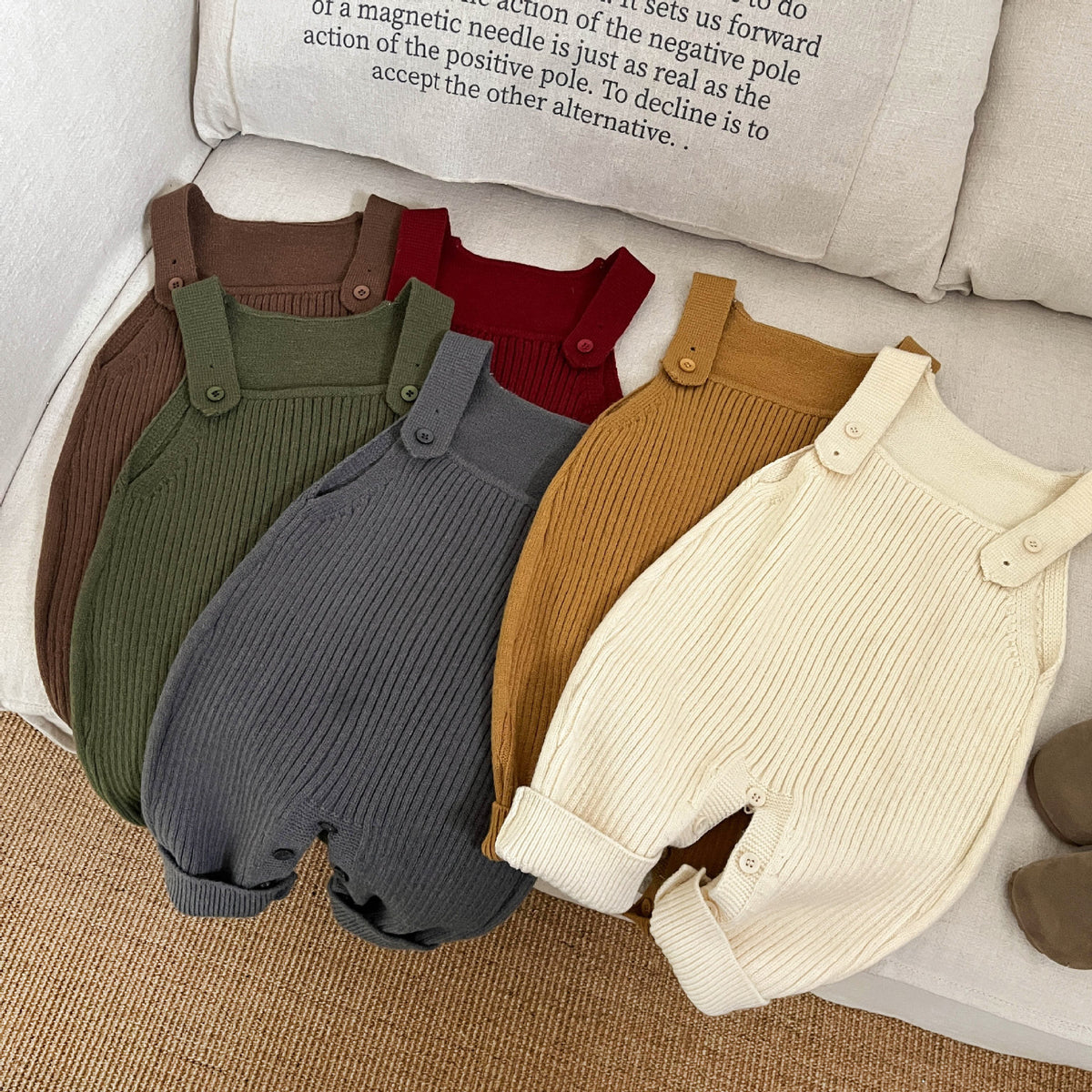 Cozy Knitted Infant Suspender Jumpsuit for Spring & Autumn
