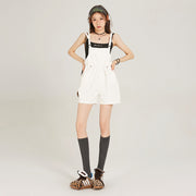 American-style White Drawstring Waist-tight Denim Shorts