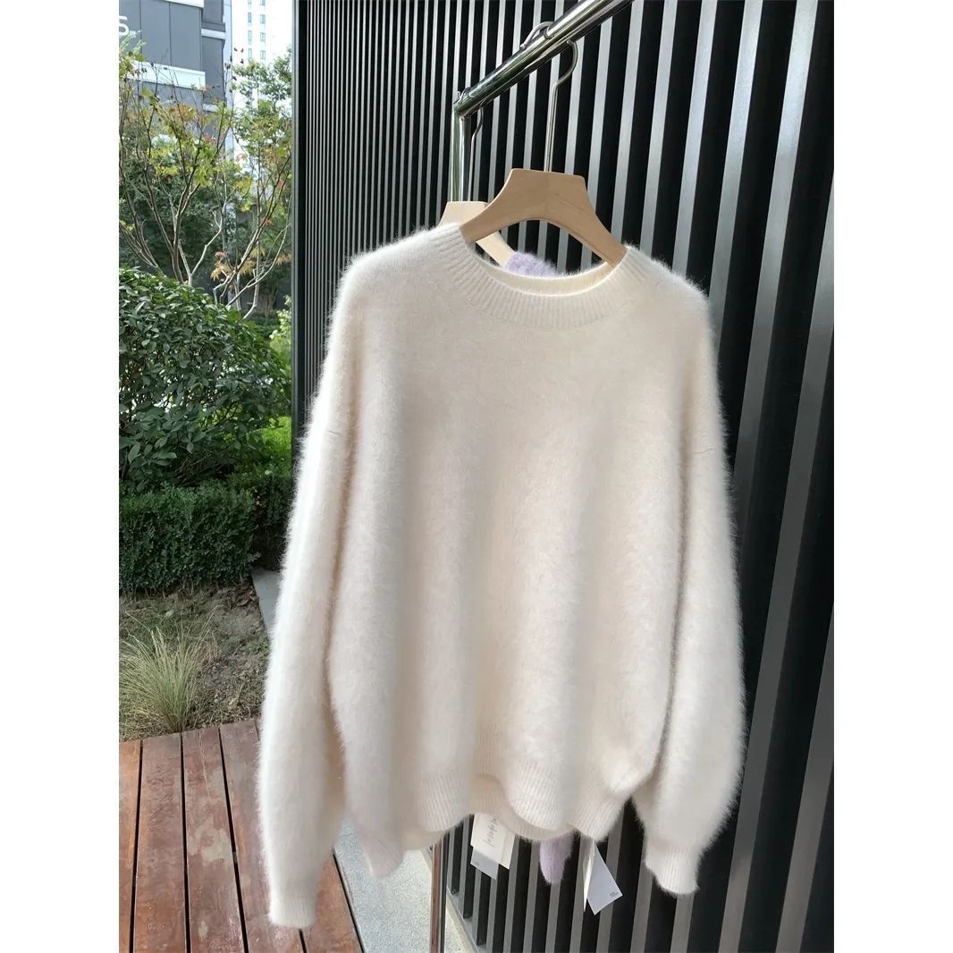 Thickened Cozy Mohair Sweater for Women in a Relaxed Laid-back Style for Fall and Winter