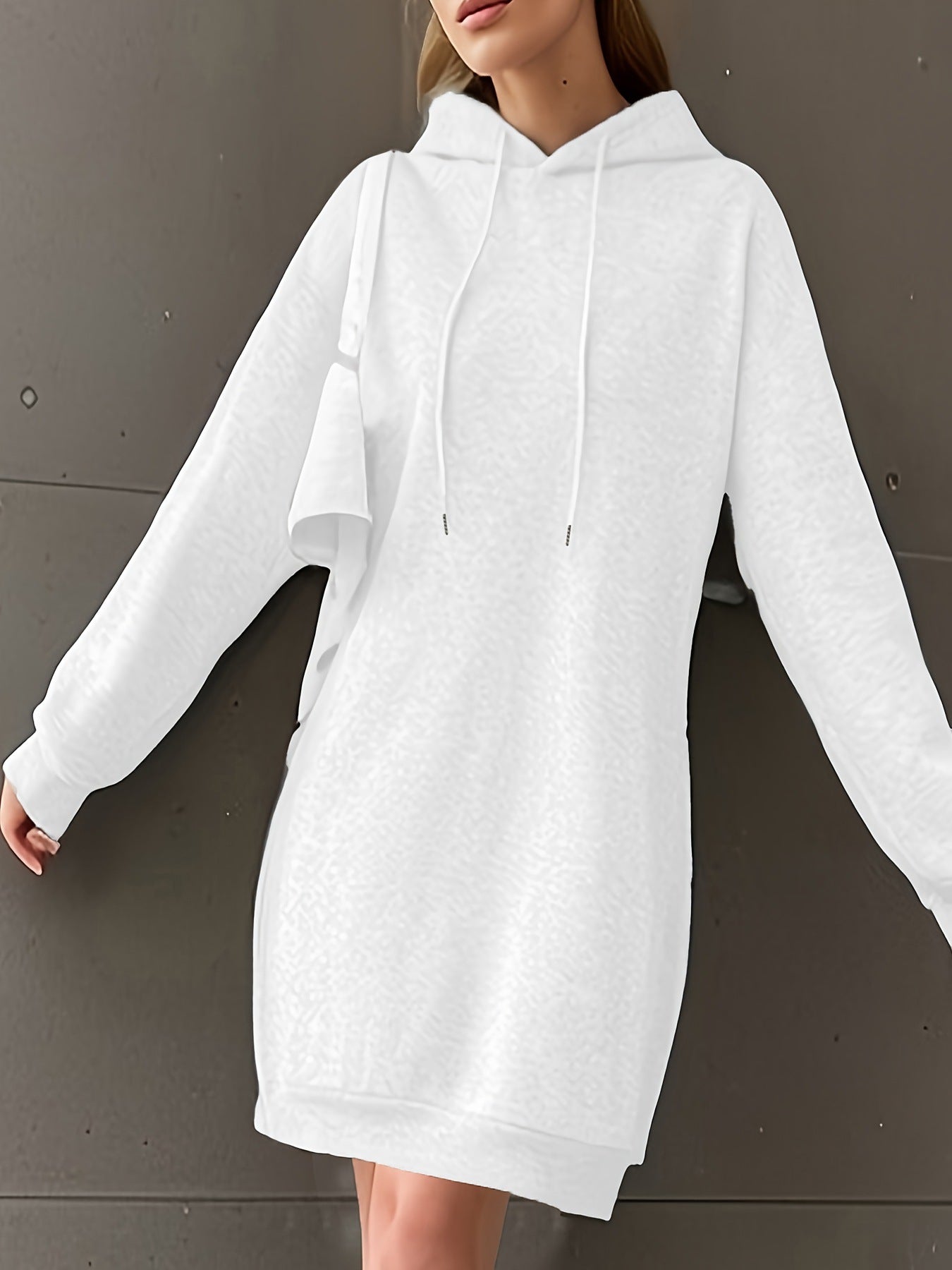 Women's Cozy Fleece-Lined Casual Hooded Sweatshirt Dress
