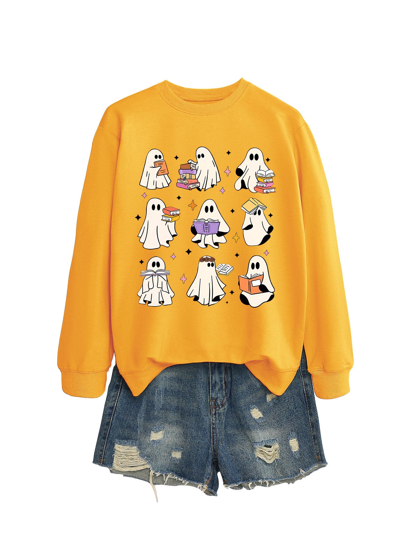 Women's Cozy Reading Print Pullover Sweater