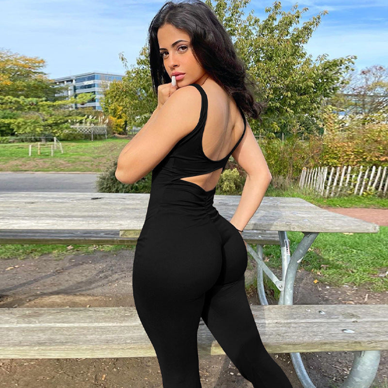 Women's Solid Backless Slim Fit Jumpsuit
