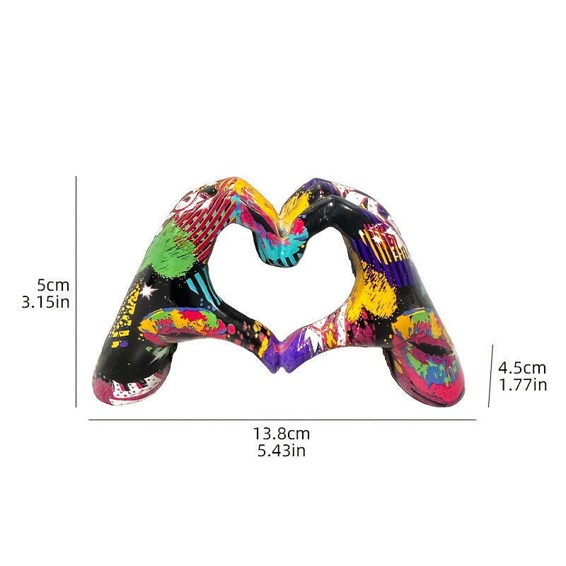 Heart-shaped hand resin figurine for artistic home decor and gifts