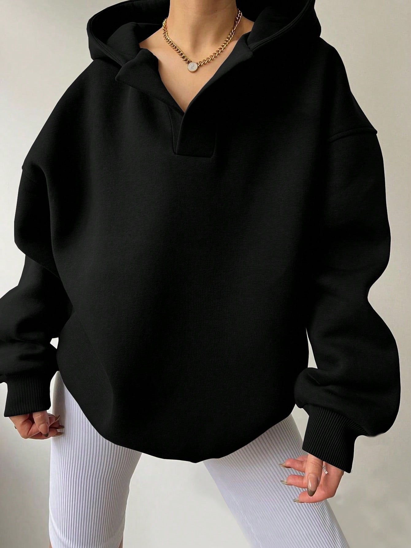 Cozy Solid Color Long Sleeve Loose Fit Hoodie Sweater