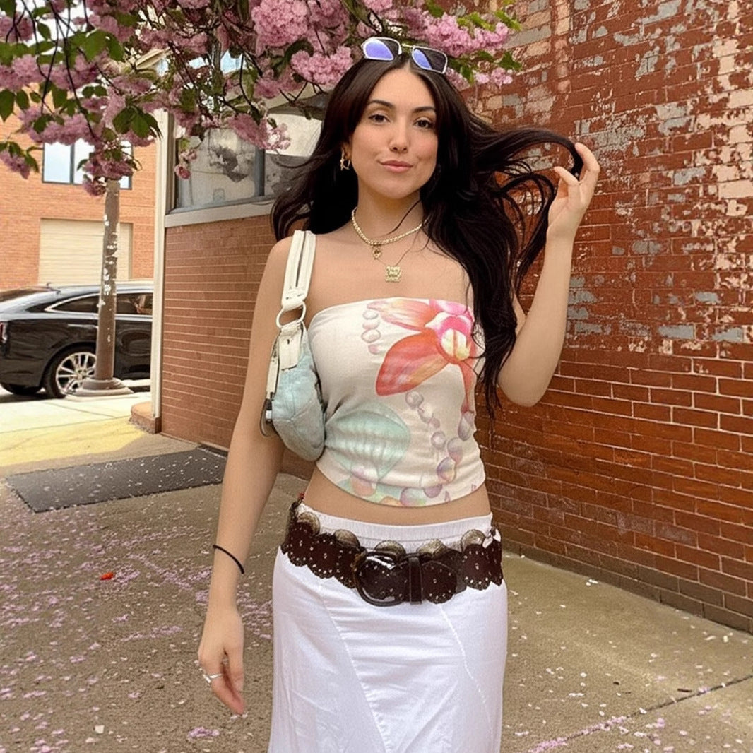 Cute Island Shell Flower Tube Top Vest for Girls