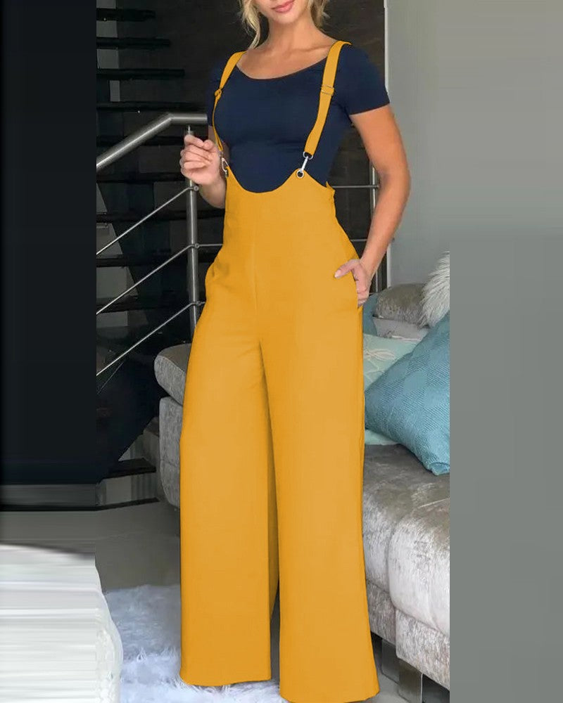 Summer Women's Solid Color Suspender Pants