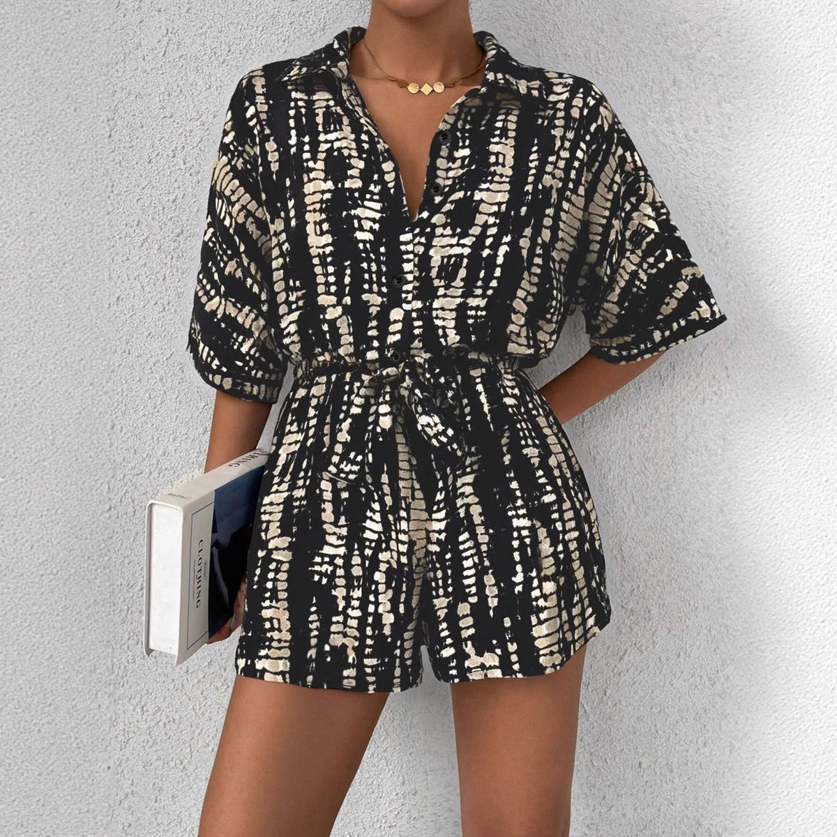 Satin High-Waist Lace-Up Women's Jumpsuit