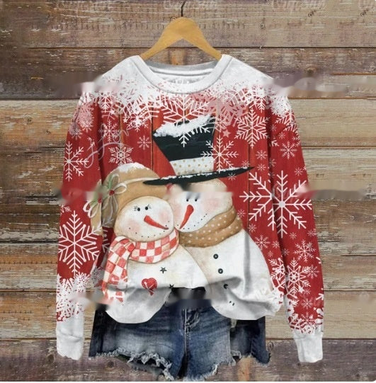 Women's Festive Holiday Print Crewneck Christmas Sweater