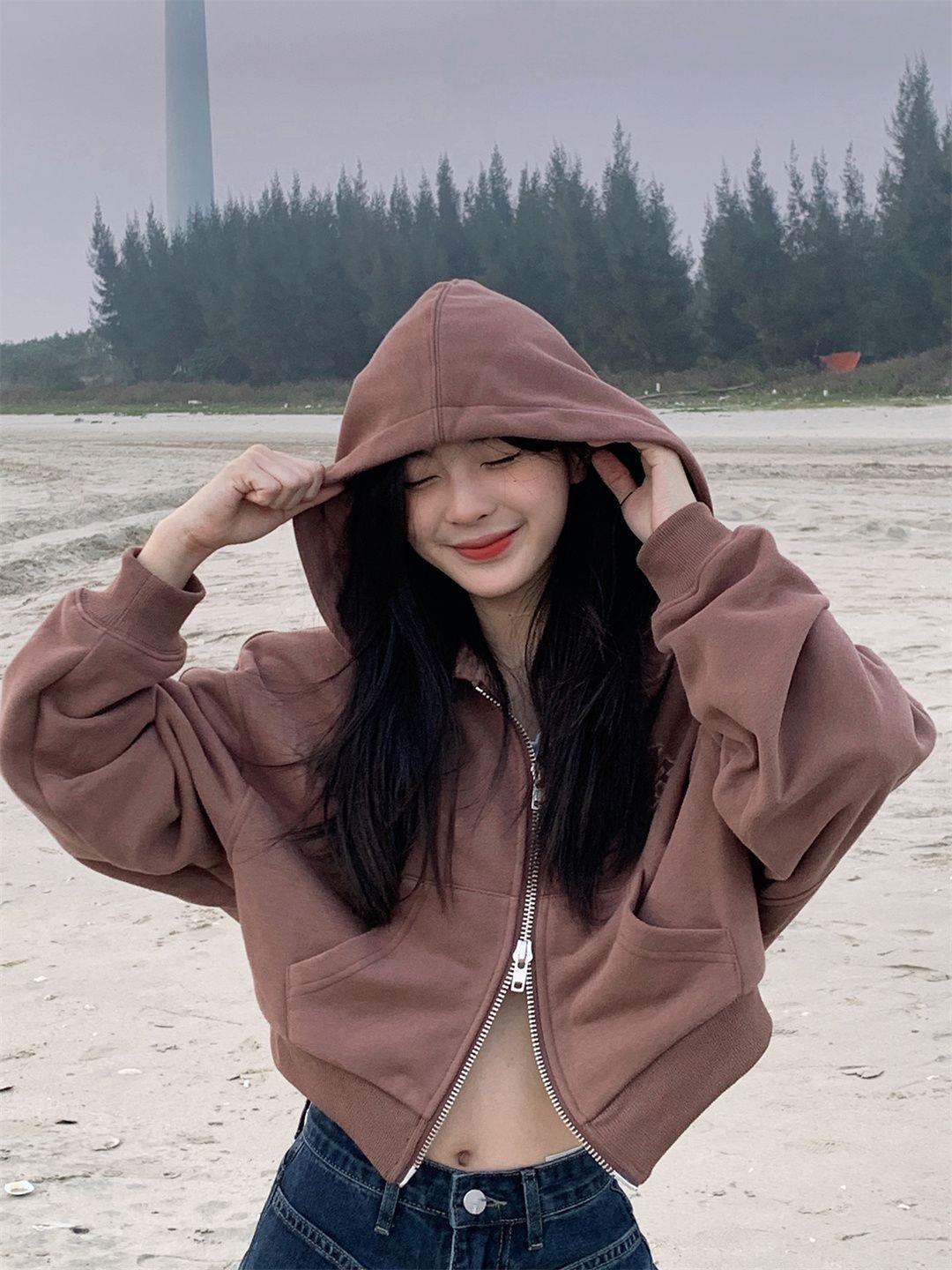 Retro Double-Zipper Oversized Hoodie for Women