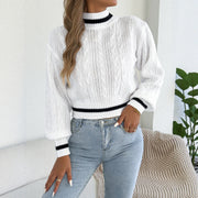 Fallwinter Casual Colorblock Mock-neck Fittedwaist Sweater