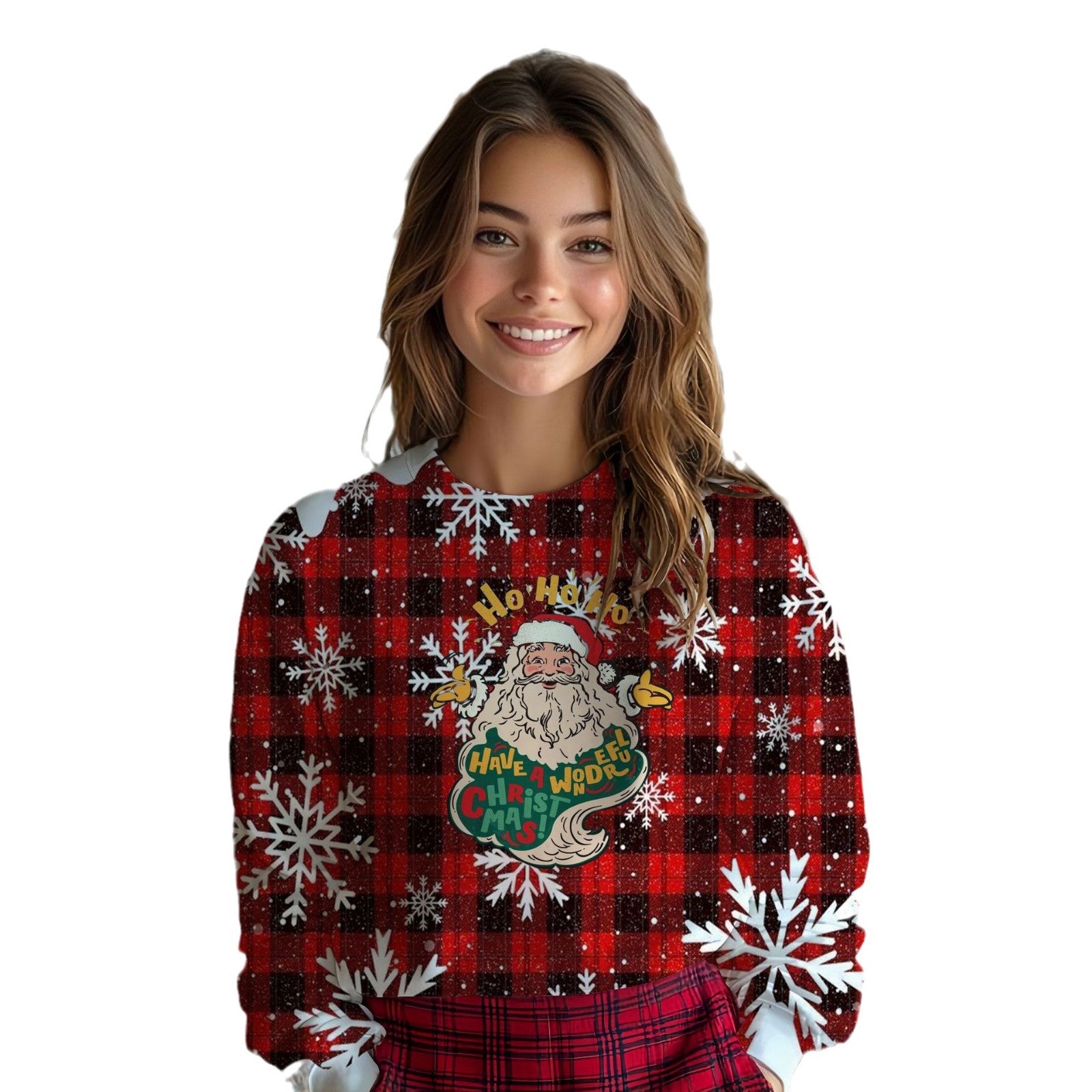Festive 3D Santa Claus Women's Christmas Pullover Sweater