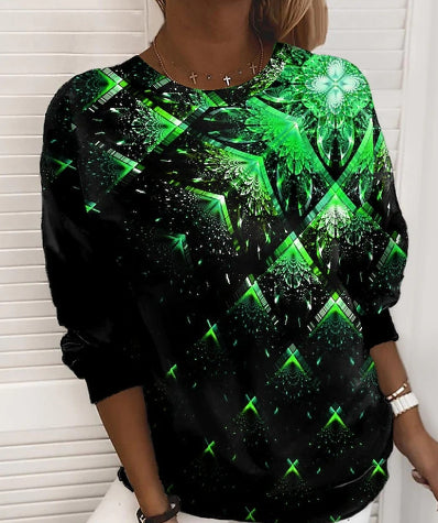 3D Gradient Print Long-Sleeve Sweater
