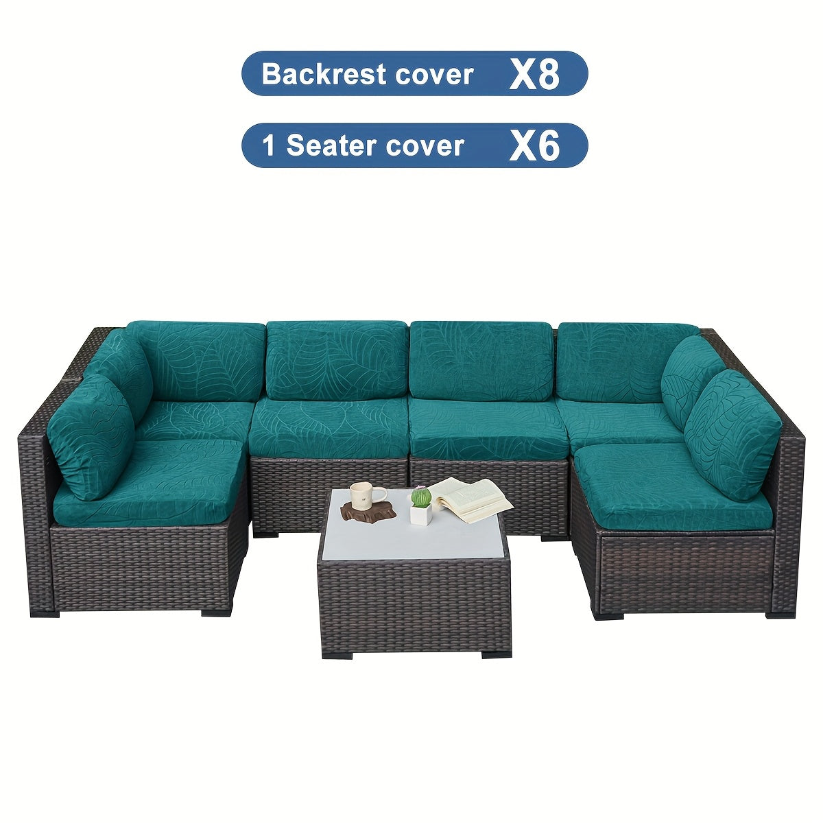 12/14pcs Stretch Large Leaf Jacquard Outdoor Terrace Cushion Covers Sofa Chair Covers Sofa Covers Pillow Covers Replacement Furniture Covers Suitable for Pets Washable