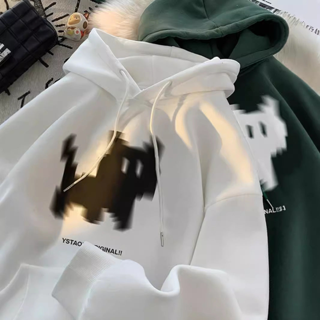 Oversized Retro Couple Pullover Hoodie