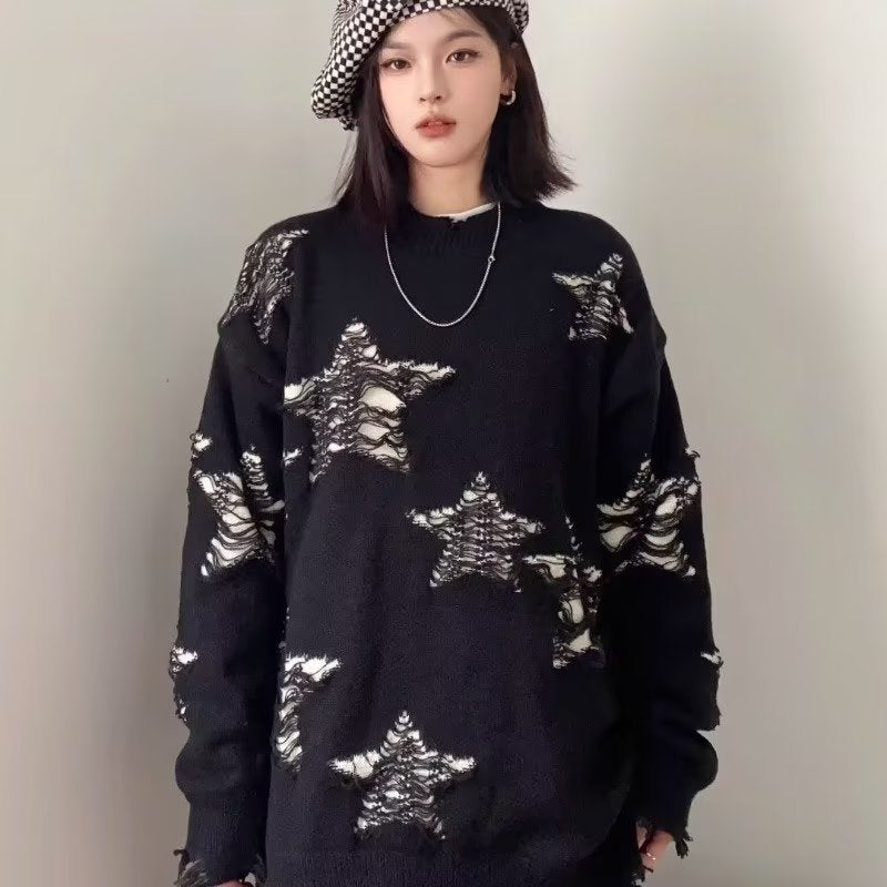 Fake Two-piece Retro Preppy Style Knitted Sweater
