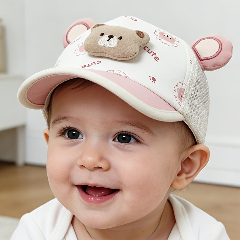 Baby Baseball Cap with Bear Print in Lightweight Fabric