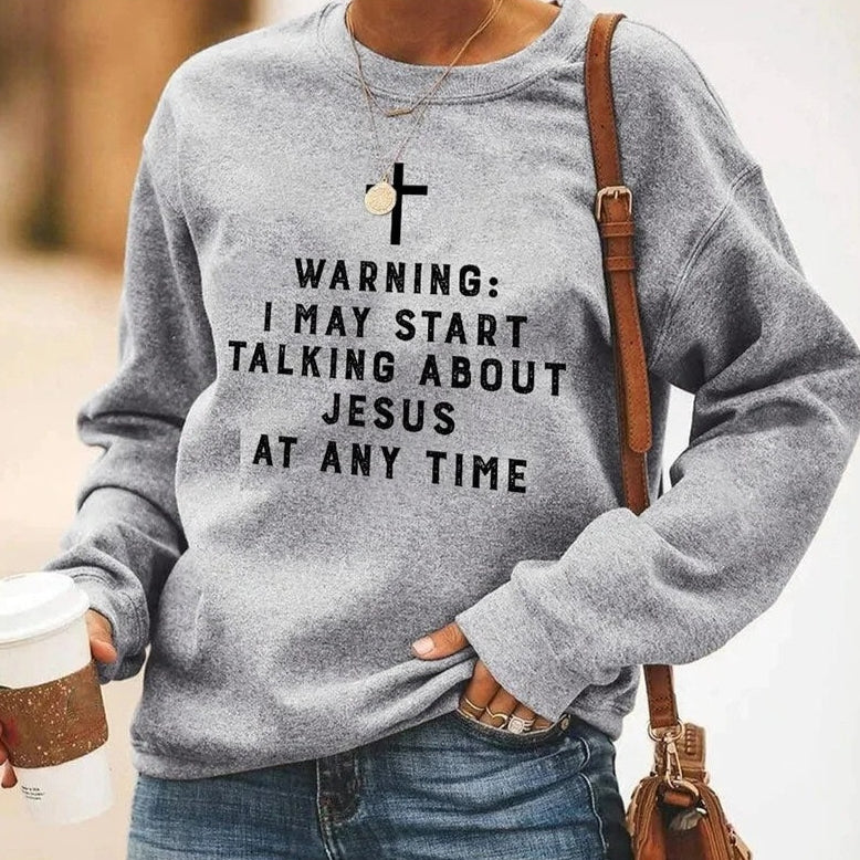 Chic Cross Pattern Long Sleeve Round Neck Sweater