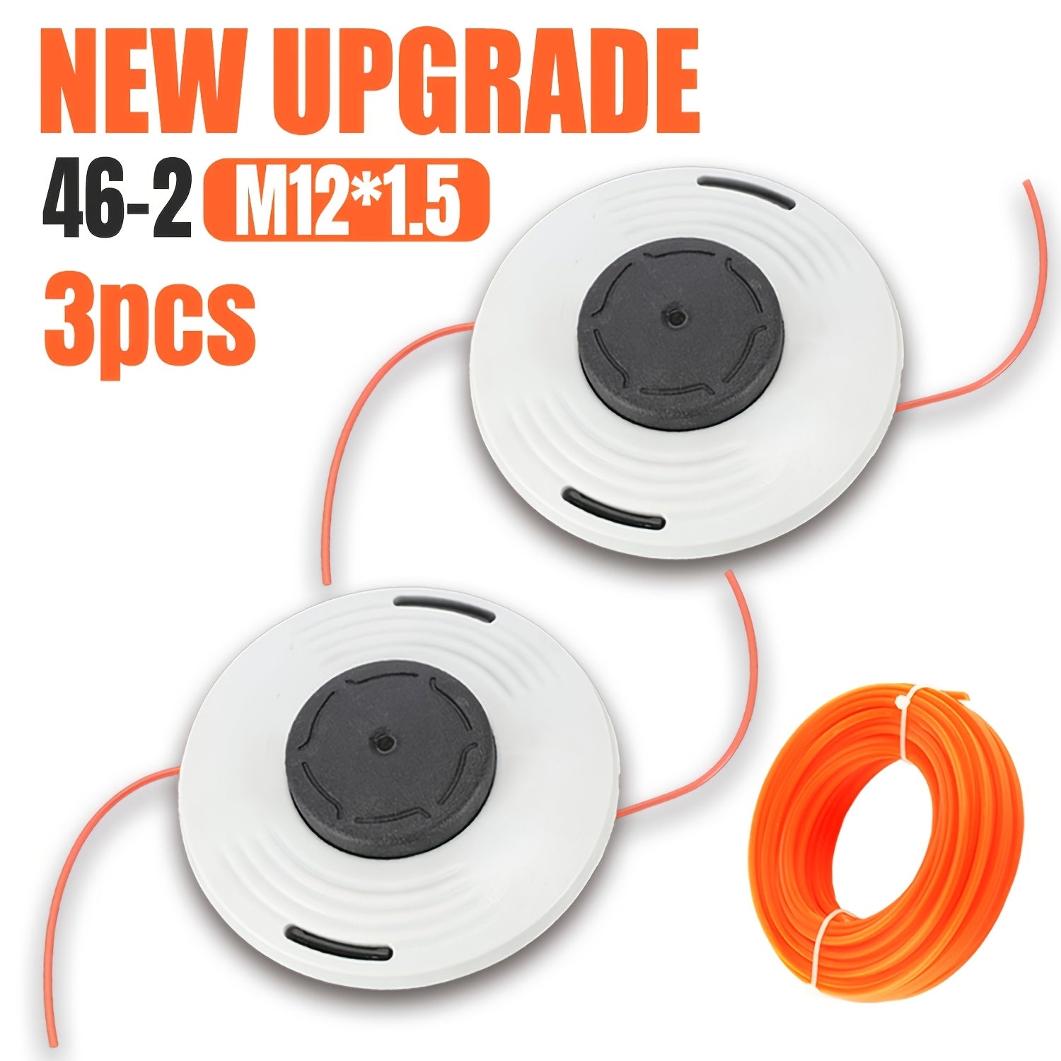 3pcs, High-quality Grass Trimmer Head, 46-2, M12 * 1.25 Thread Pitch, Dual-line Cutting, Automatic Line Feed, Suitable for FS160 FS220 FS280 FS290 FS300 FS310 FS350 FS360 FS400 FS410 FS450 FS460 FS480 Lawn Mower Replacement Parts