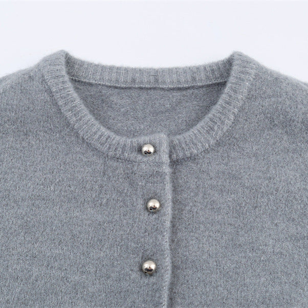European and American Style Fashionable Spherical Button Knitted Coat