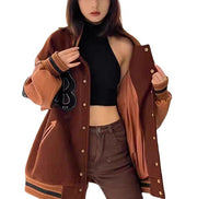 Unisex Colorblock Wool Lapel Coat