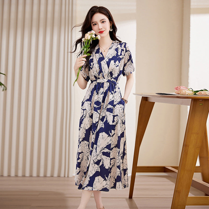 Elegant Chinese-Style Summer Mid-Length Skirt