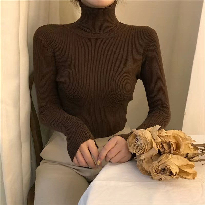 Slim-Fit Mock Neck Long-Sleeve Layering Sweater