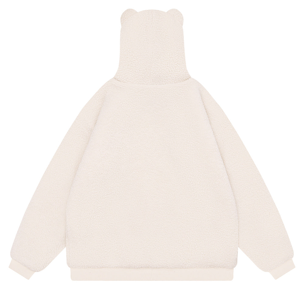 Teddy Bear Ear Hooded Lamb Wool Winter Coat