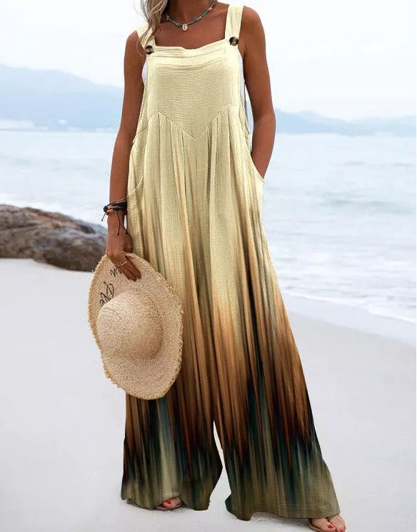 Women's Casual Fashion Printing Suspender Pants