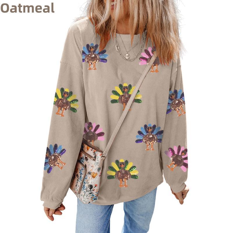 Women's Fashion Print Loose Long Sleeve Sweater