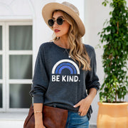 Casual Rainbow Print Crewneck Sweater