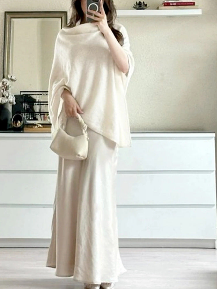 Fashionable Women's Cloak Large Shawl Turtleneck Sweater Coat