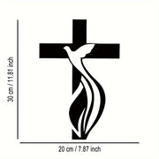 1pc Elegant Dove & Cross Metal Wall Art Sculpture - Minimalist Black & White Iron Home Decor for Living Room, Bedroom, Office, Patio, Kitchen - Durable Housewarming Gift for Music Lovers, Antique…