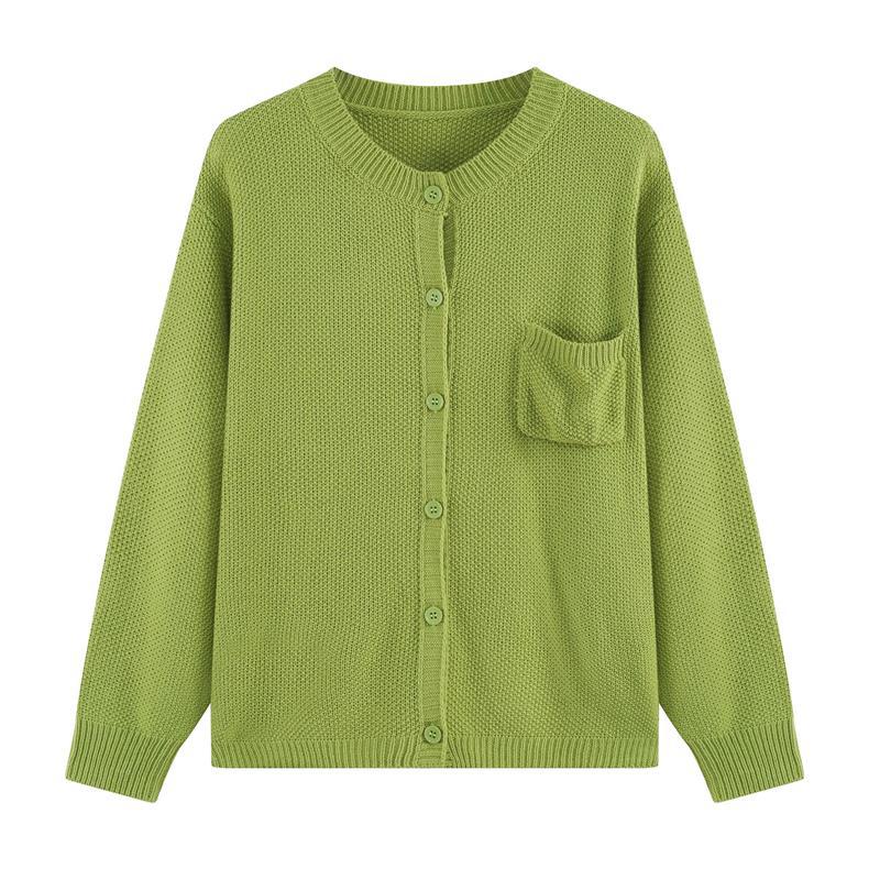 Autumnwinter New Vintage Loose Crew-neck Casual Knitted Cardigan Top for Women