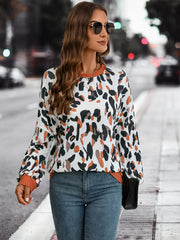 Chic Lantern Sleeve Printed Sweater for Casual Daily Wear